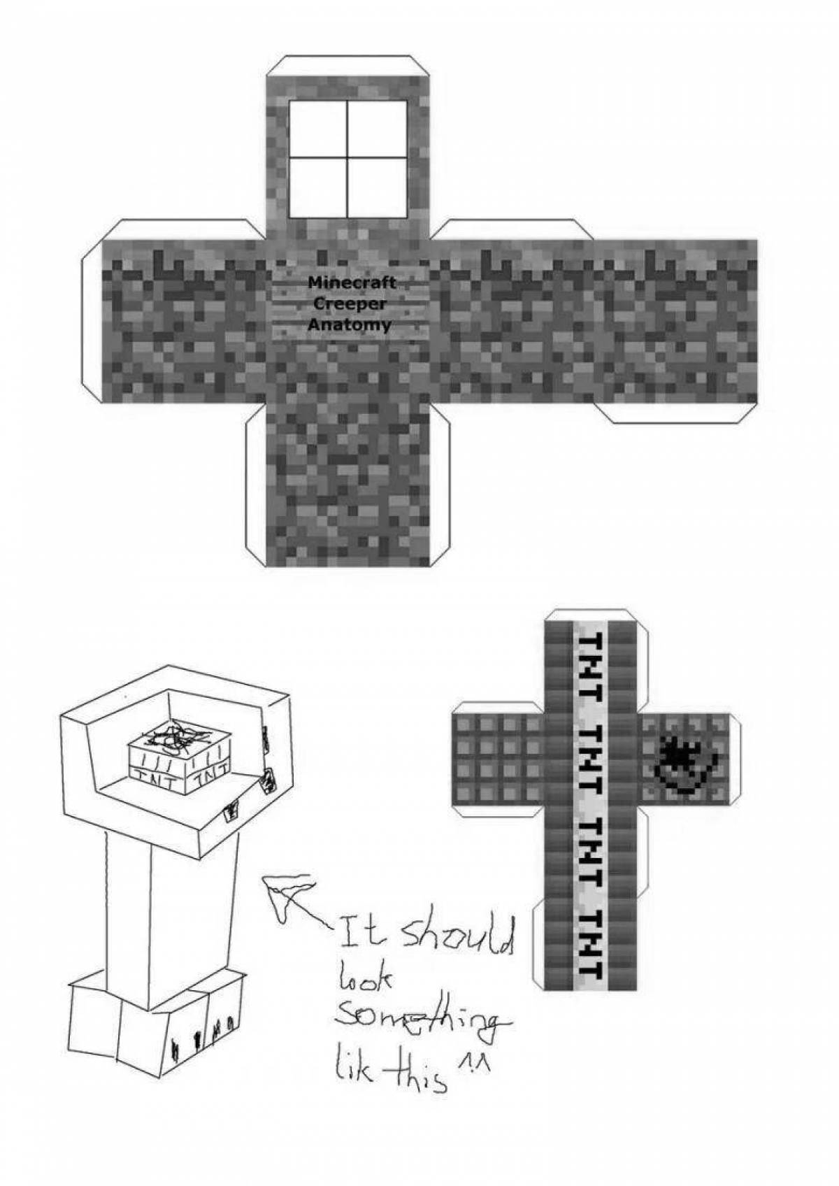 Tempting coloring minecraft 3D figurines