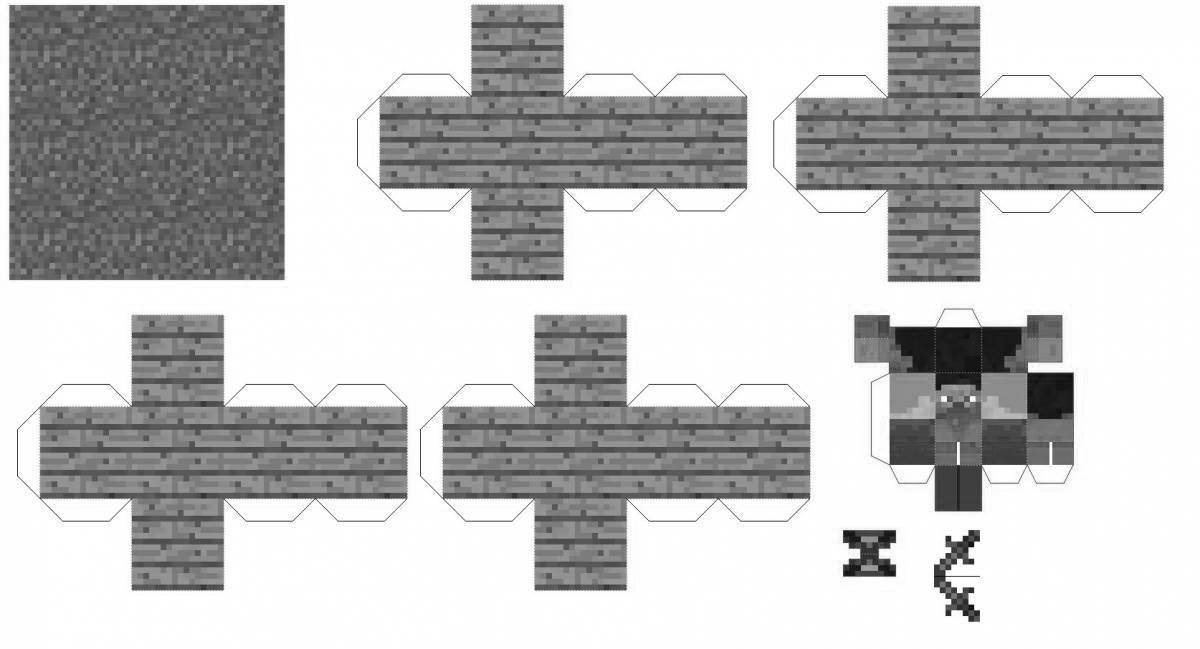 Photo Detailed coloring minecraft three-dimensional figures