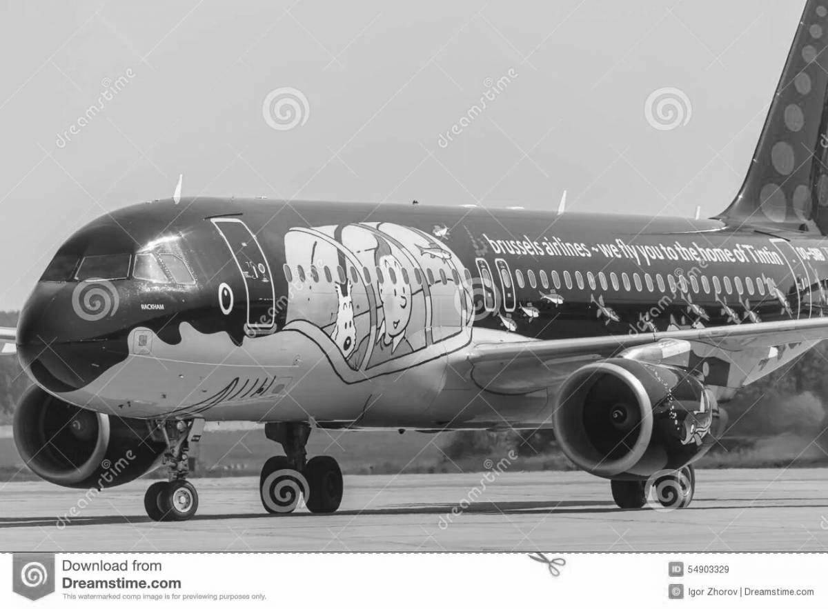 Раскраска впечатляющий самолет российских авиалиний