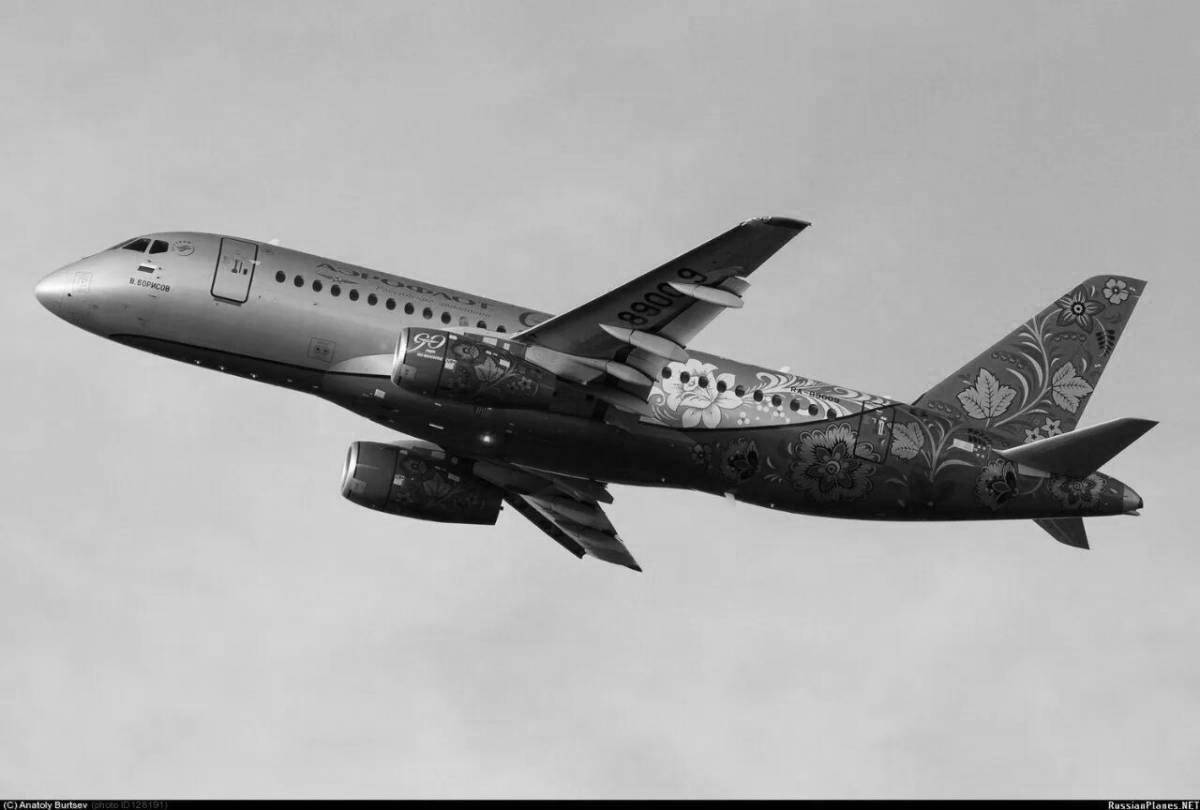 Coloring page exquisite aircraft of Russian airlines
