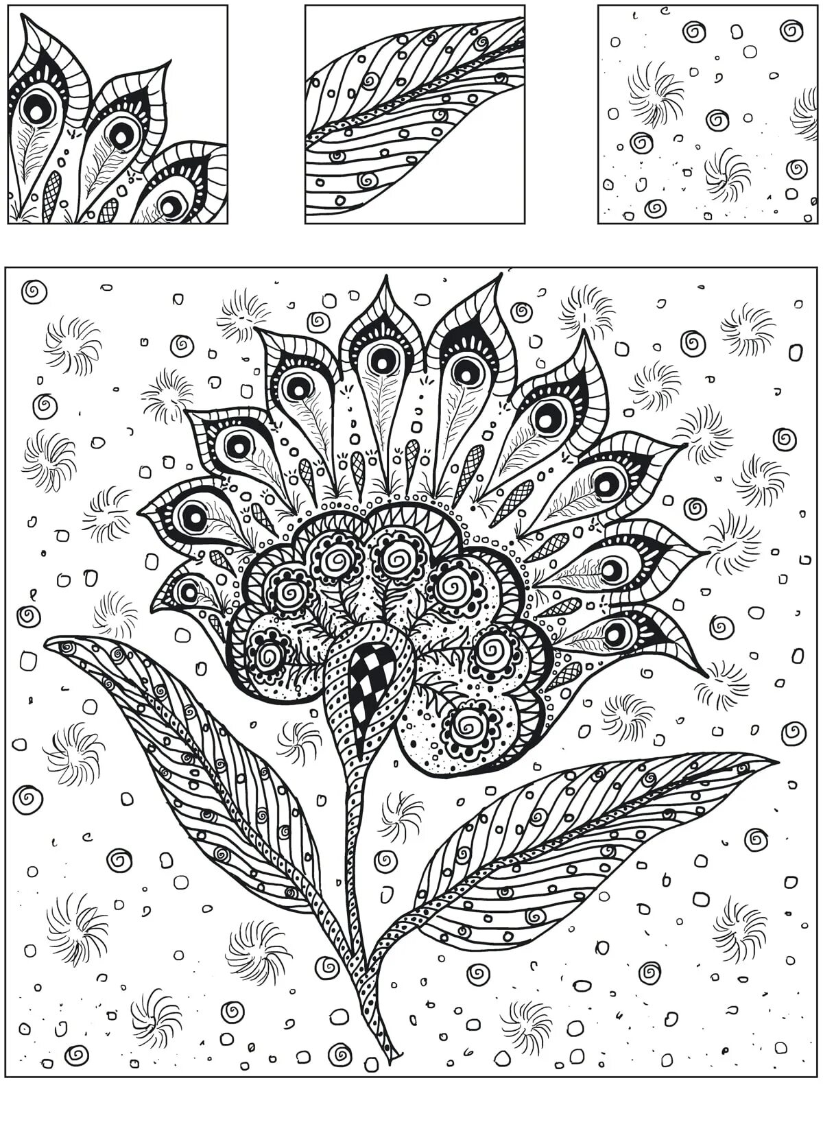 Фото Dreamy coloring page anti-stress zendoodles