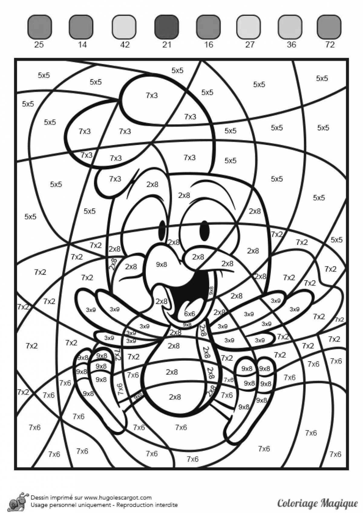 Color-brilliant math by numbers coloring page