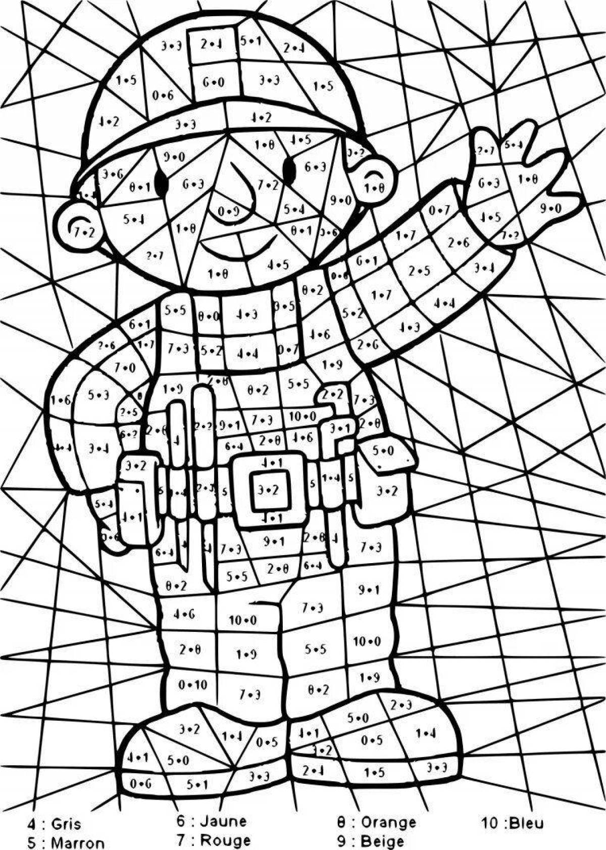 Charming math by numbers coloring book
