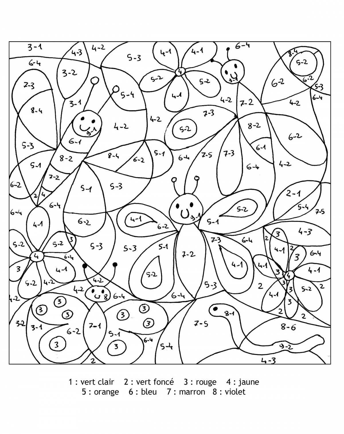 Delightful math by numbers coloring book