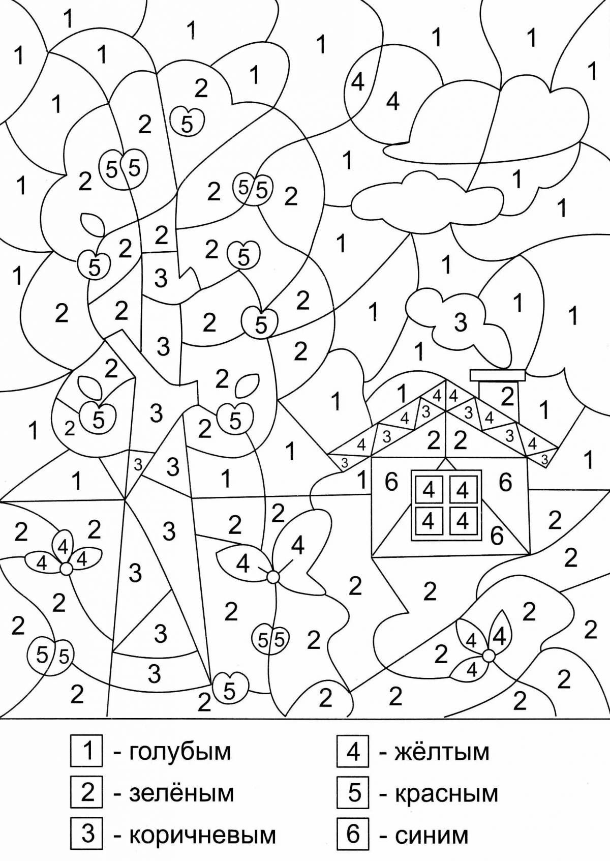 Charming coloring book math by numbers