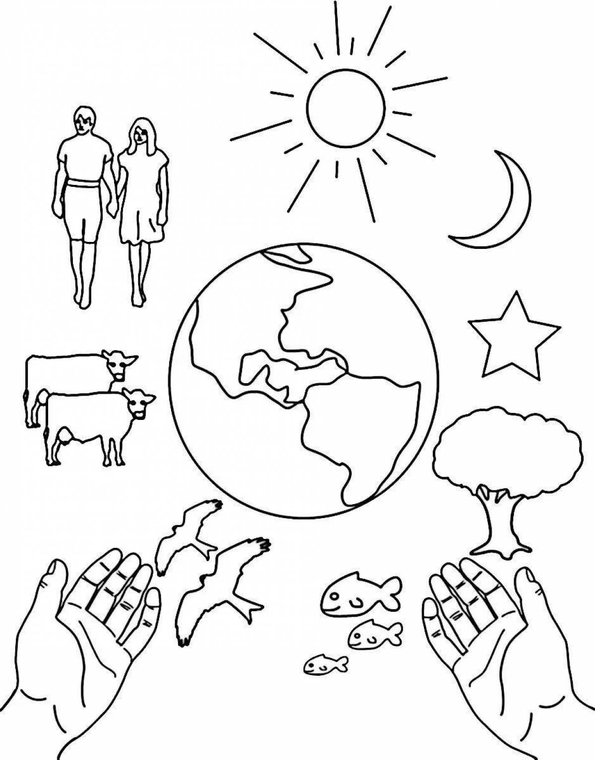 Coloring book charming world on earth