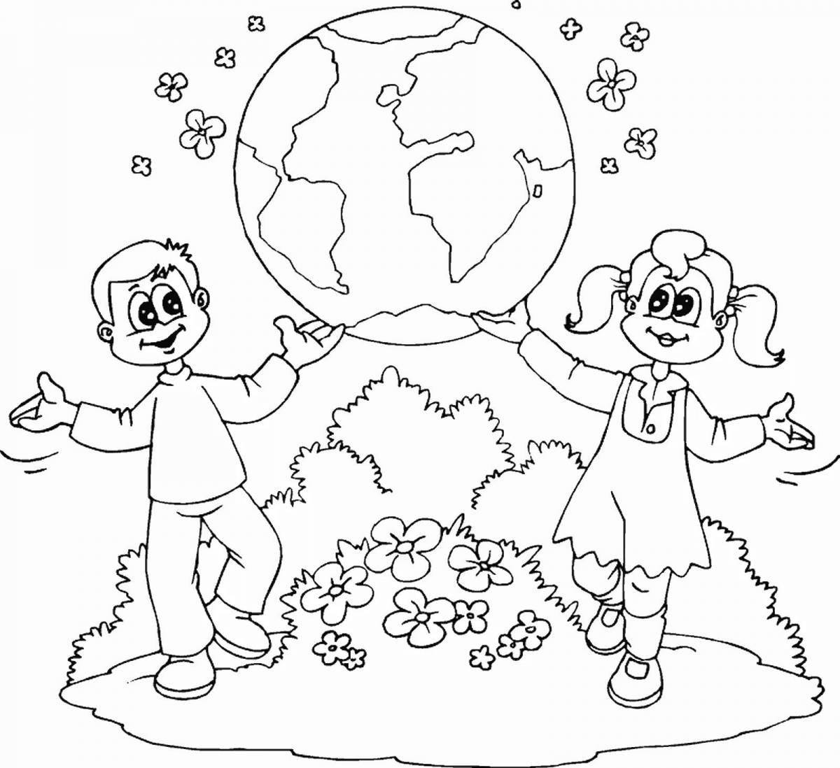 Coloring page dazzling world on earth