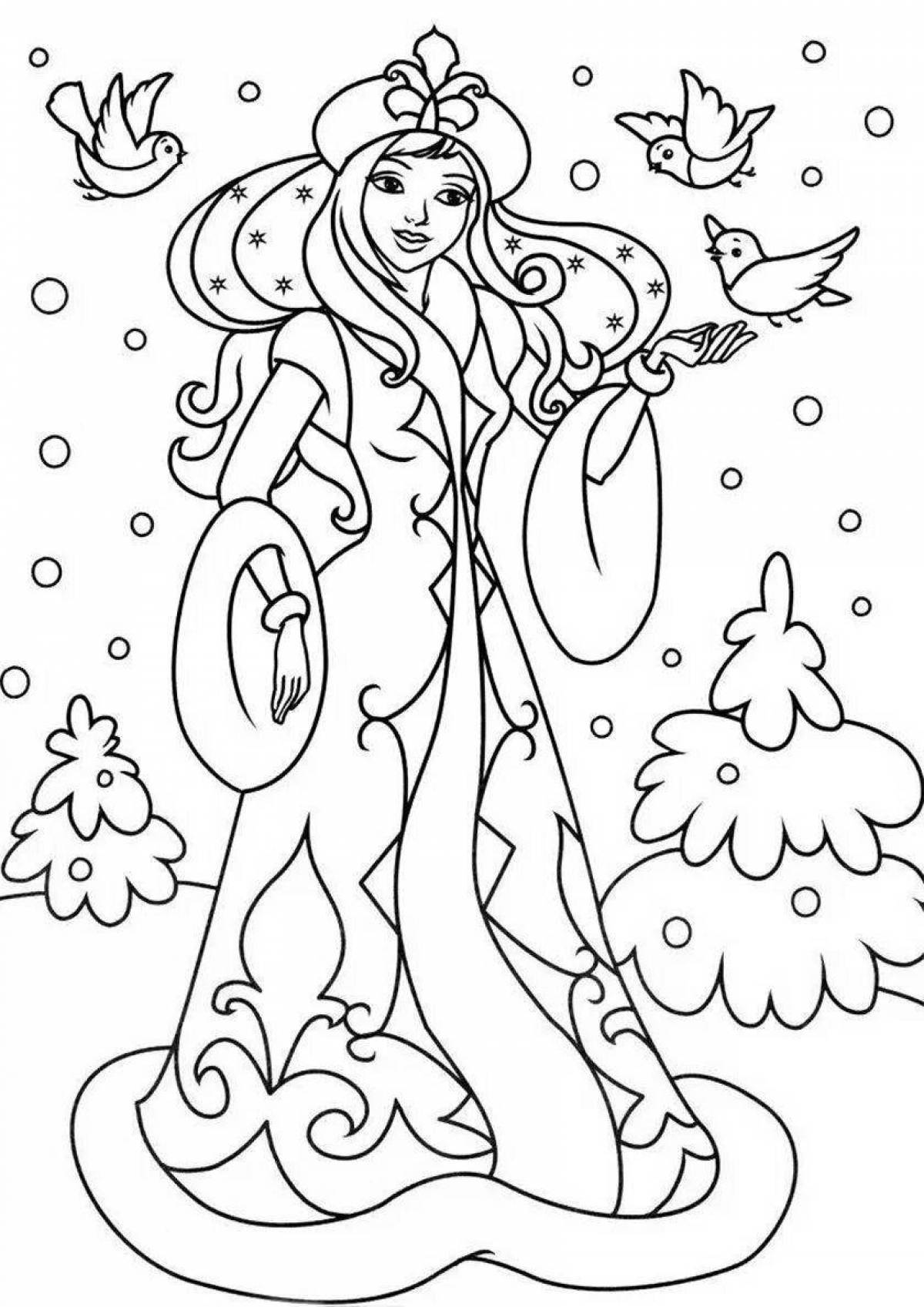 Amazing coloring book for girls snow maiden