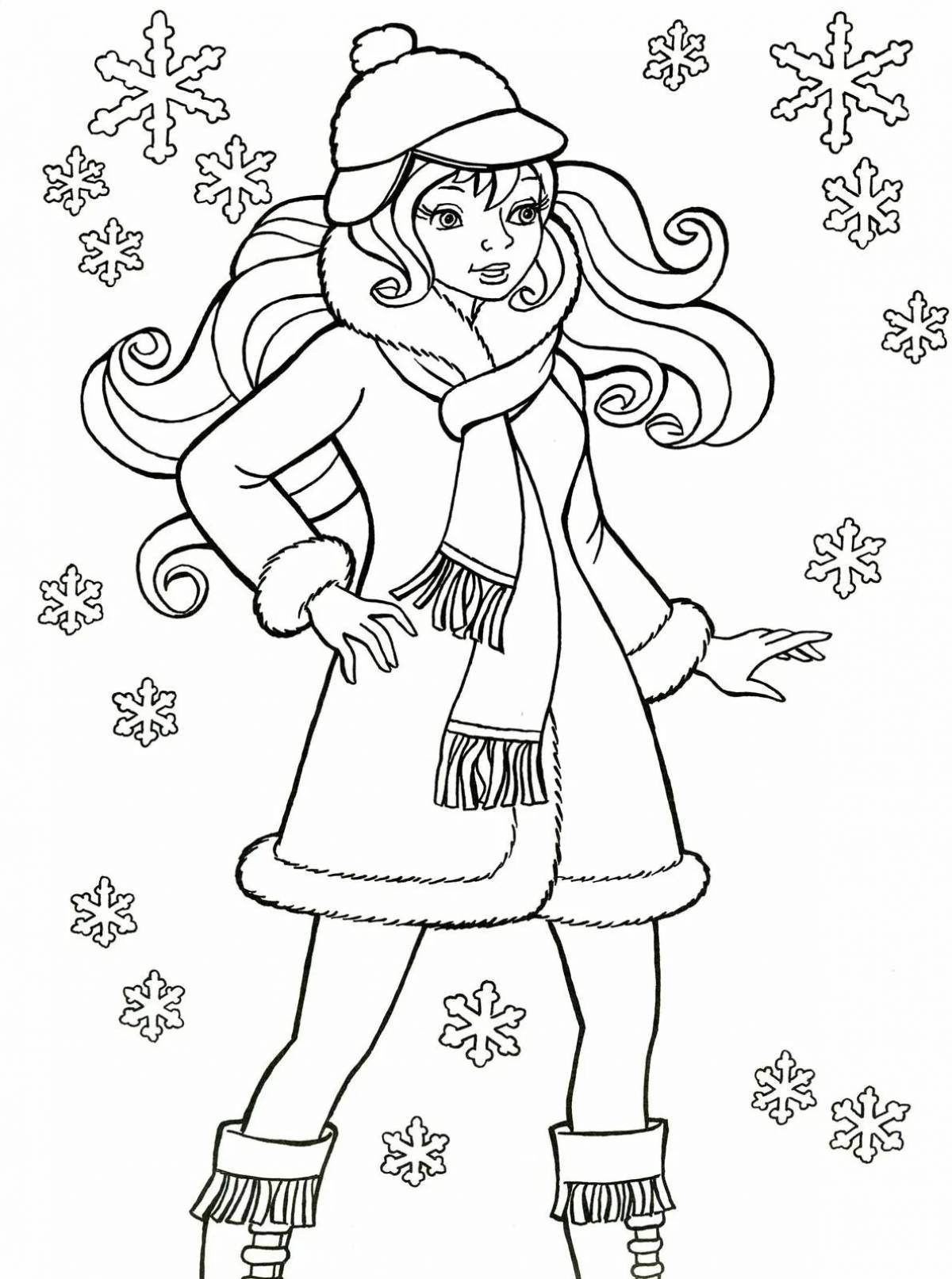 Snow Maiden serene coloring book for girls