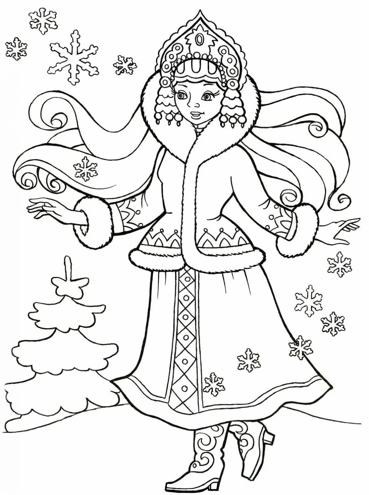 Cheerful coloring for girls snow maiden