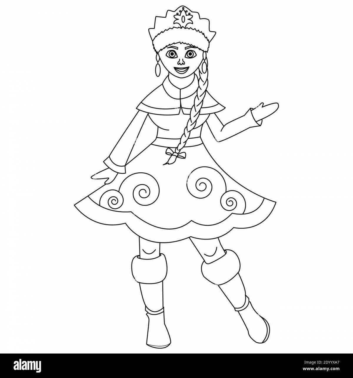 Coloring page gorgeous snow maiden