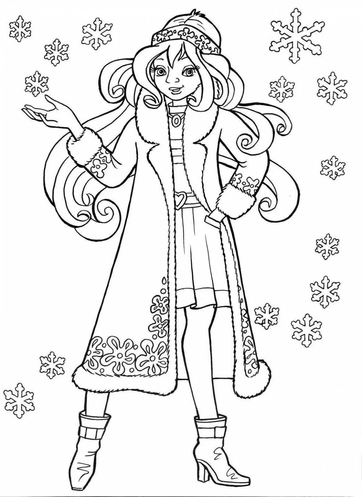 Delightful coloring of the snow maiden