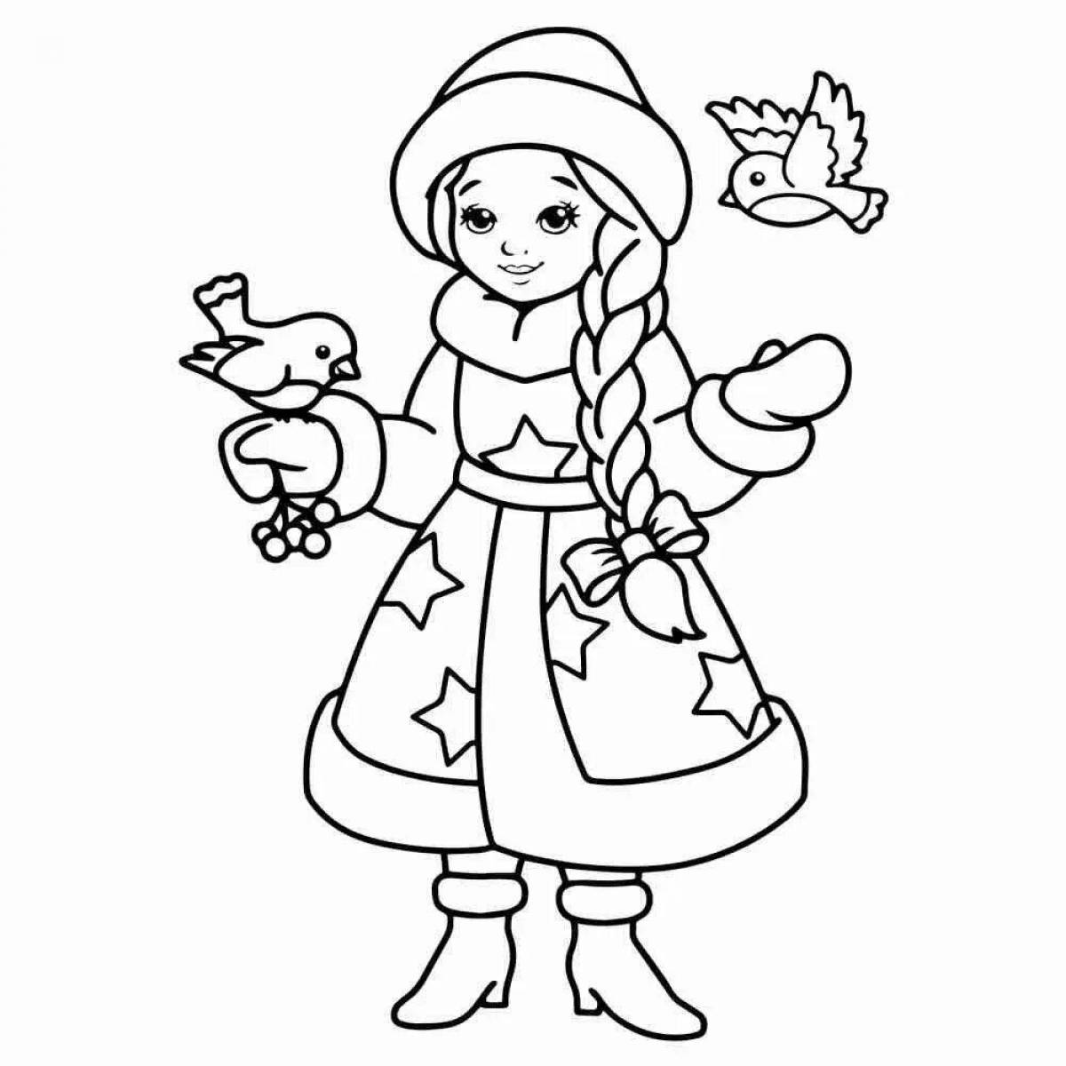 Coloring cute snow maiden