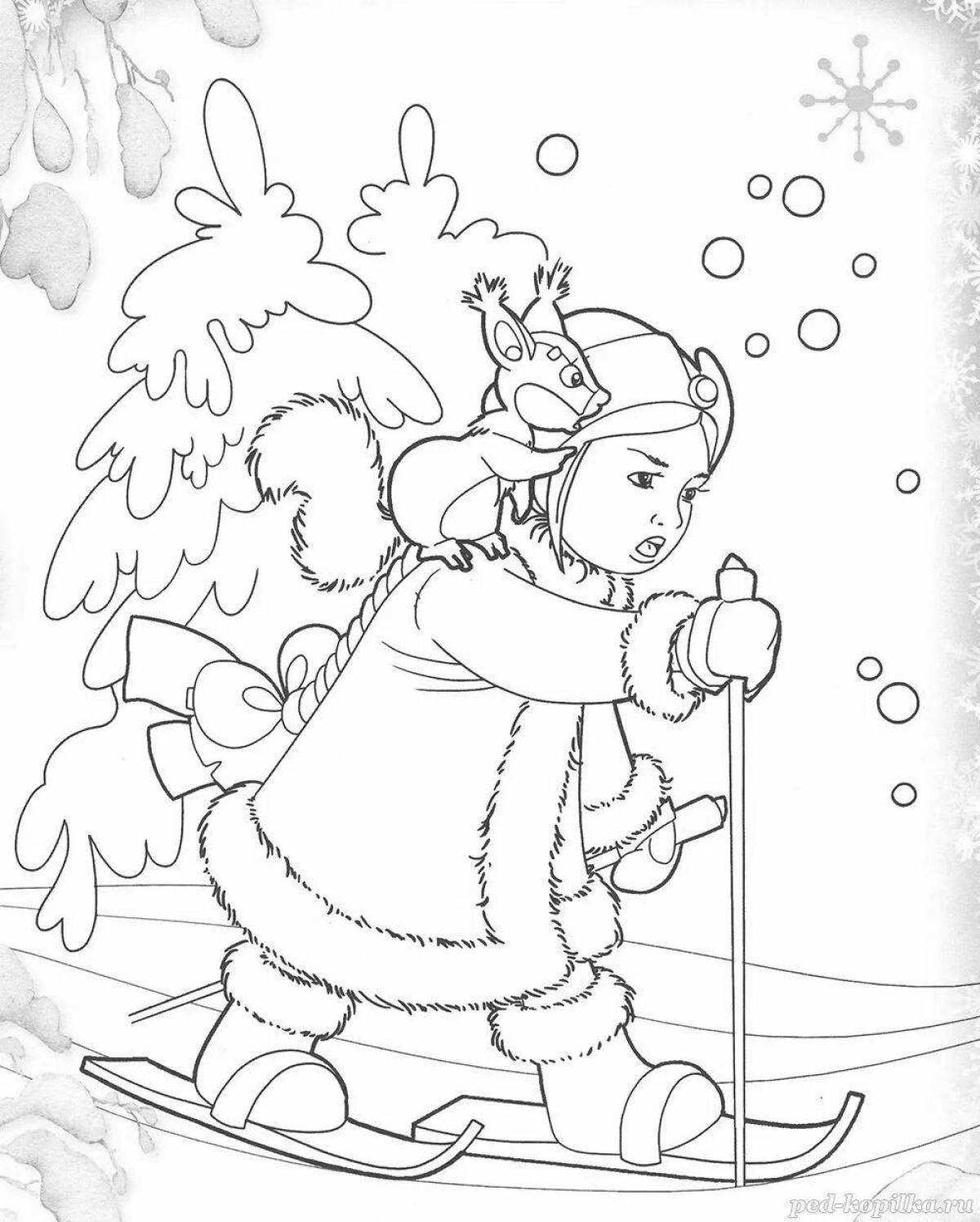 Coloring page elegant snow maiden