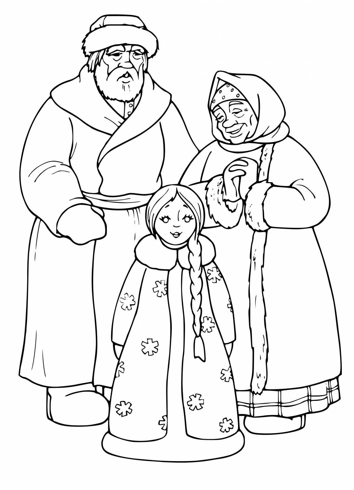 Coloring playful snow maiden