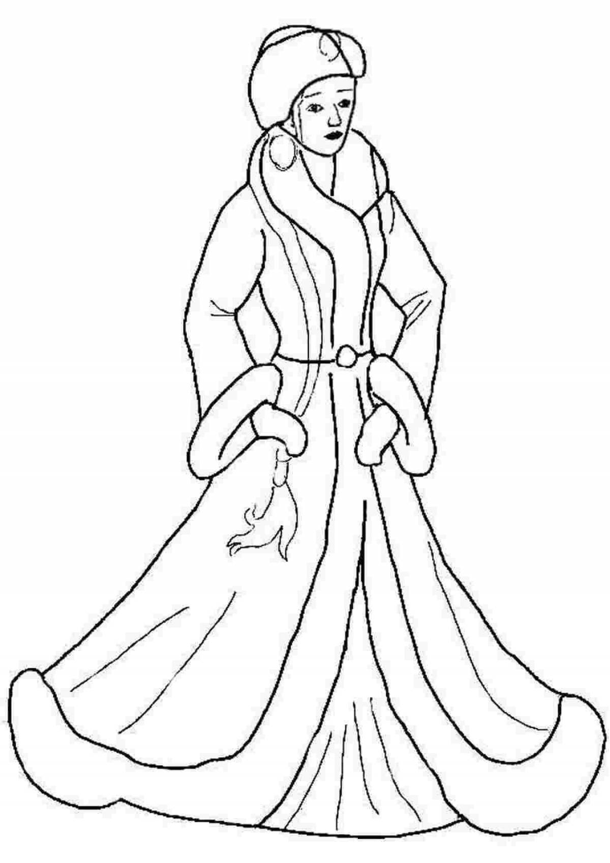 Coloring page whimsical snow maiden