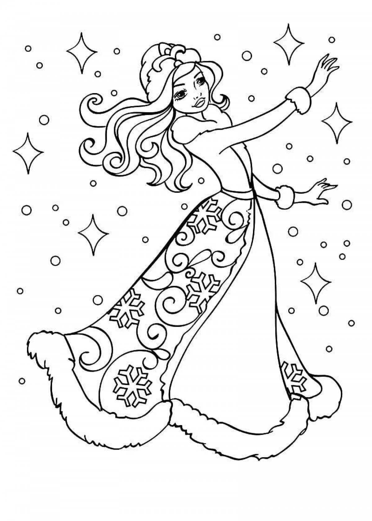 Coloring book of a violent snow maiden