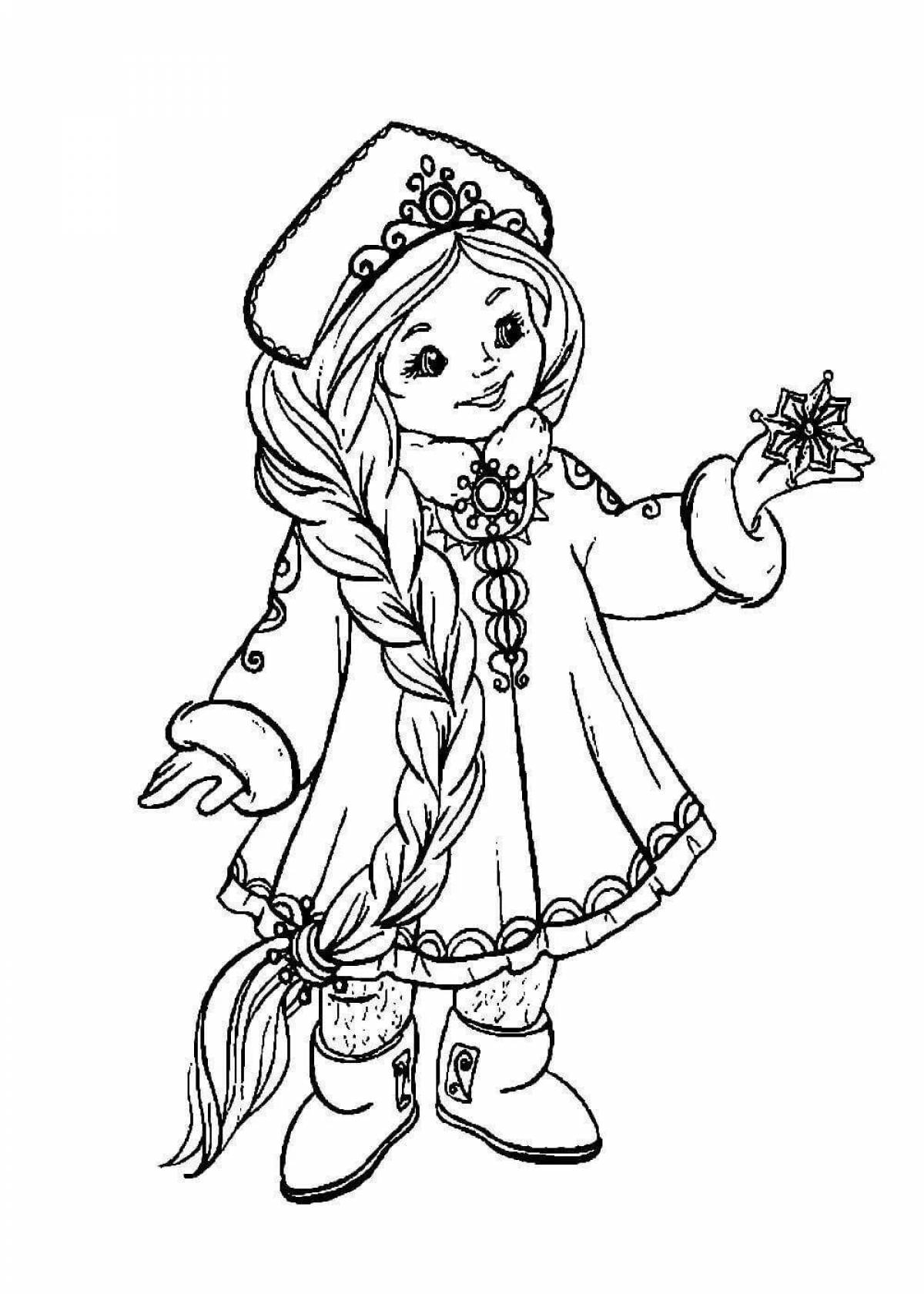 Coloring page merry snow maiden