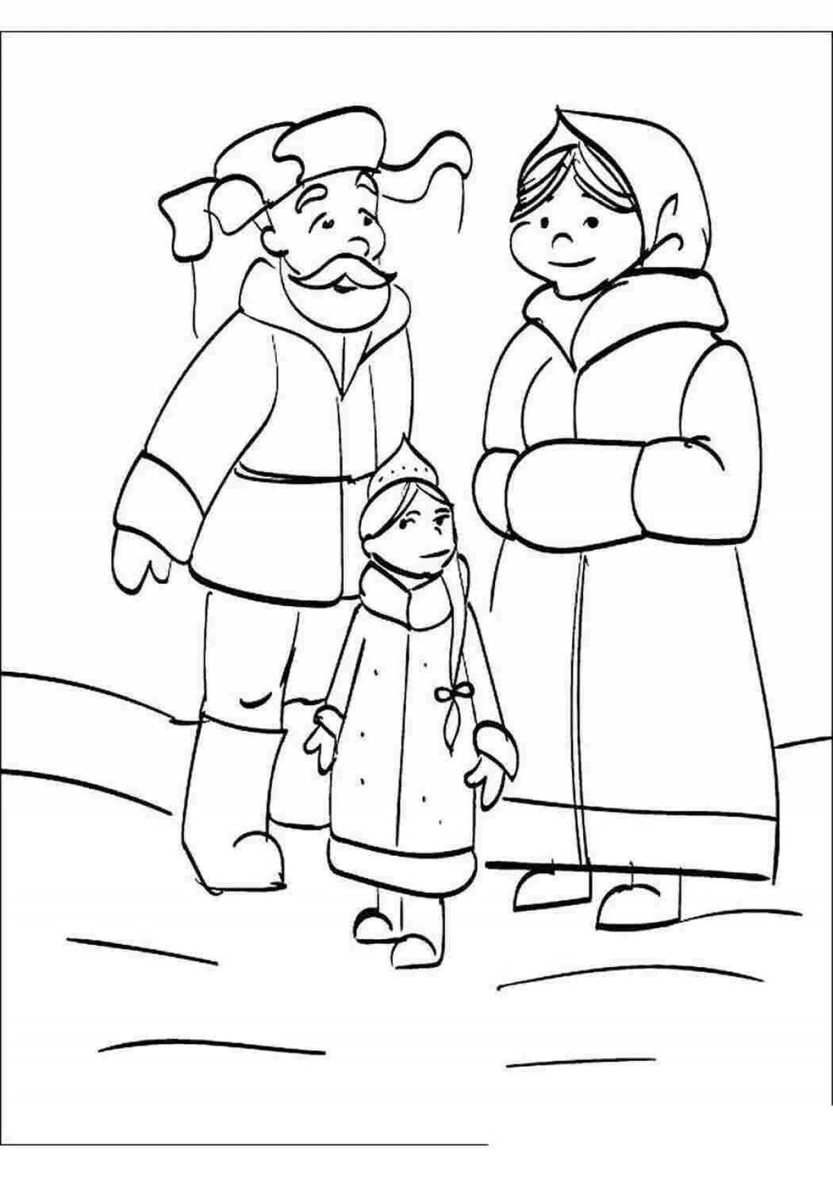 Coloring mystical snow maiden