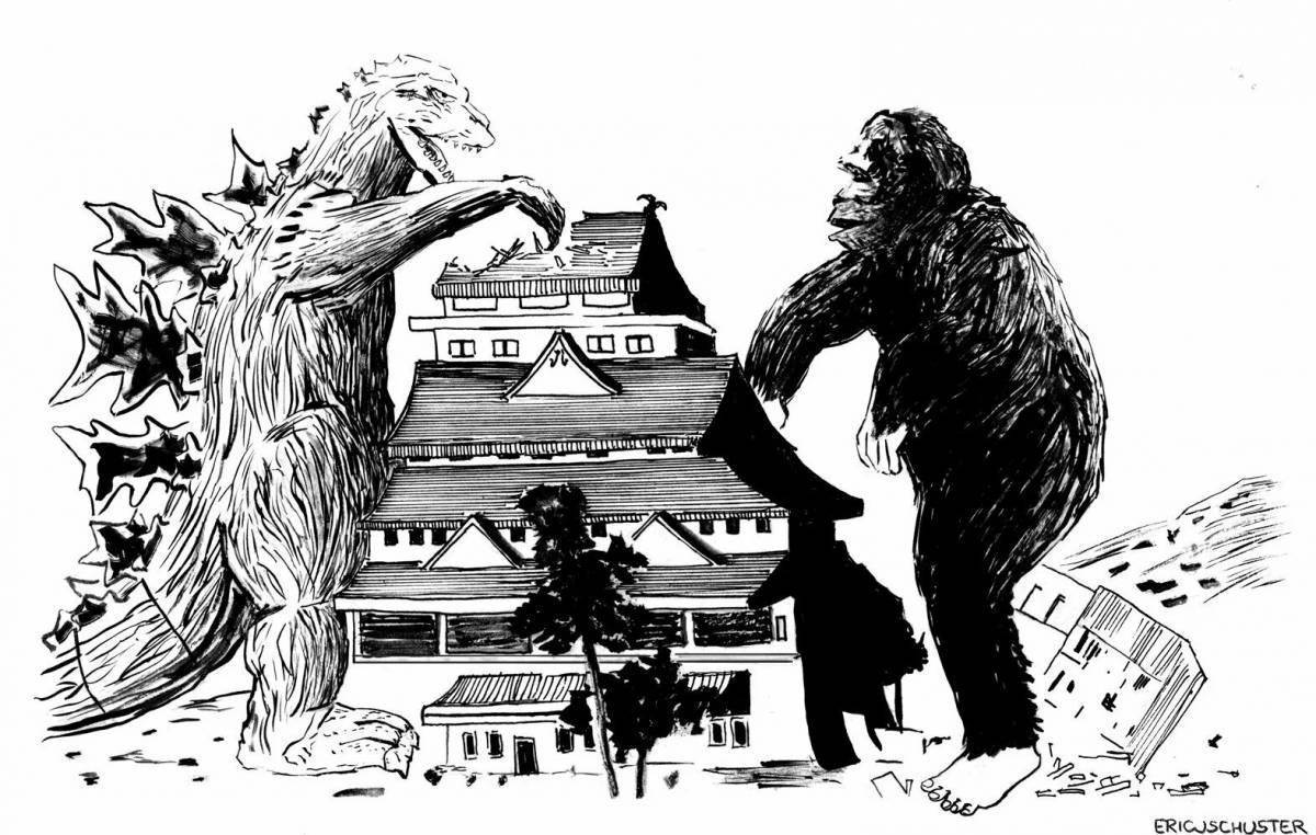Раскраска Кинг Конг против Годзиллы 1962