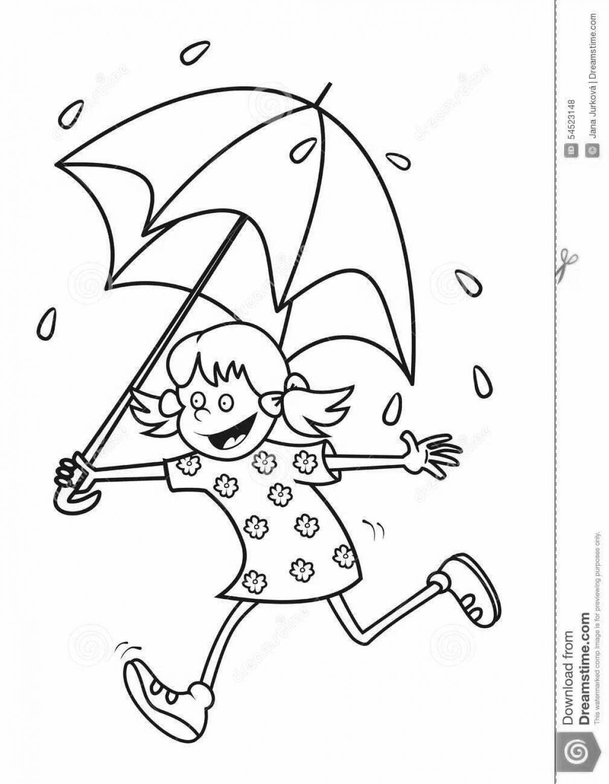 Раскраска мальчик под зонтиком