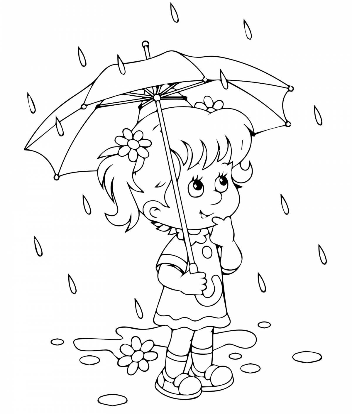 Девочка с зонтиком раскраска