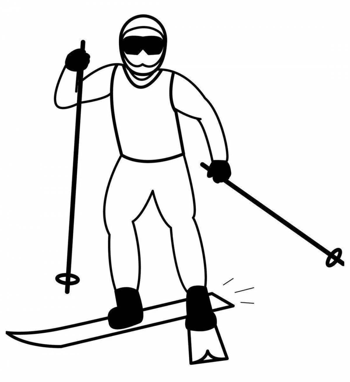 Лыжник 3 класс. Лыжи раскраска. Лыжник раскраска для детей. Лыжи раскраска для детей. Лыжник рисунок.