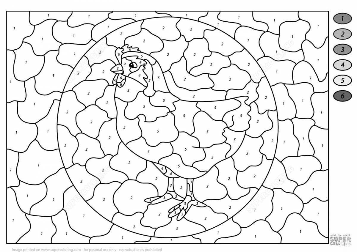 Раскраска по номерам птицы