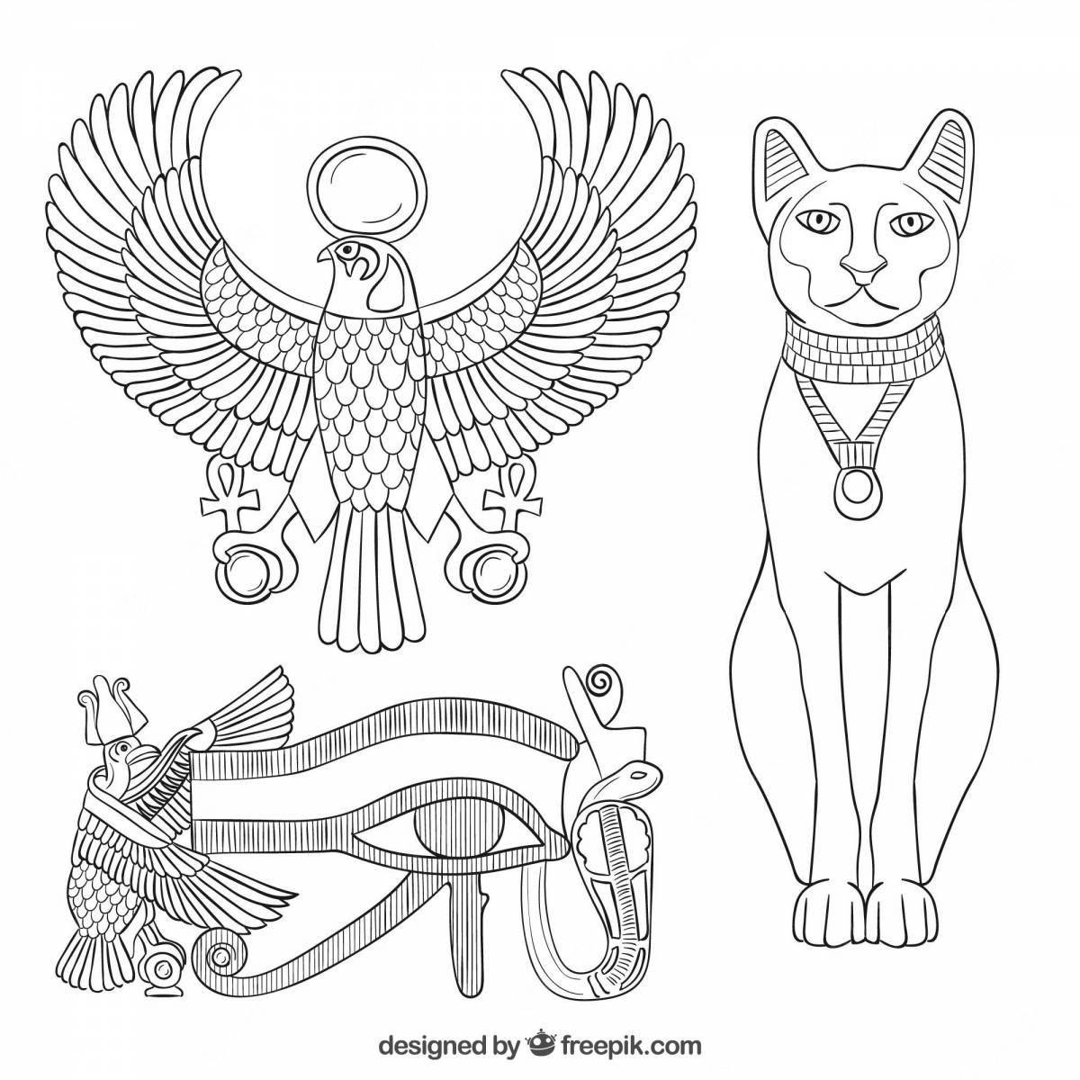 Glitter coloring ancient Egyptian jewelry