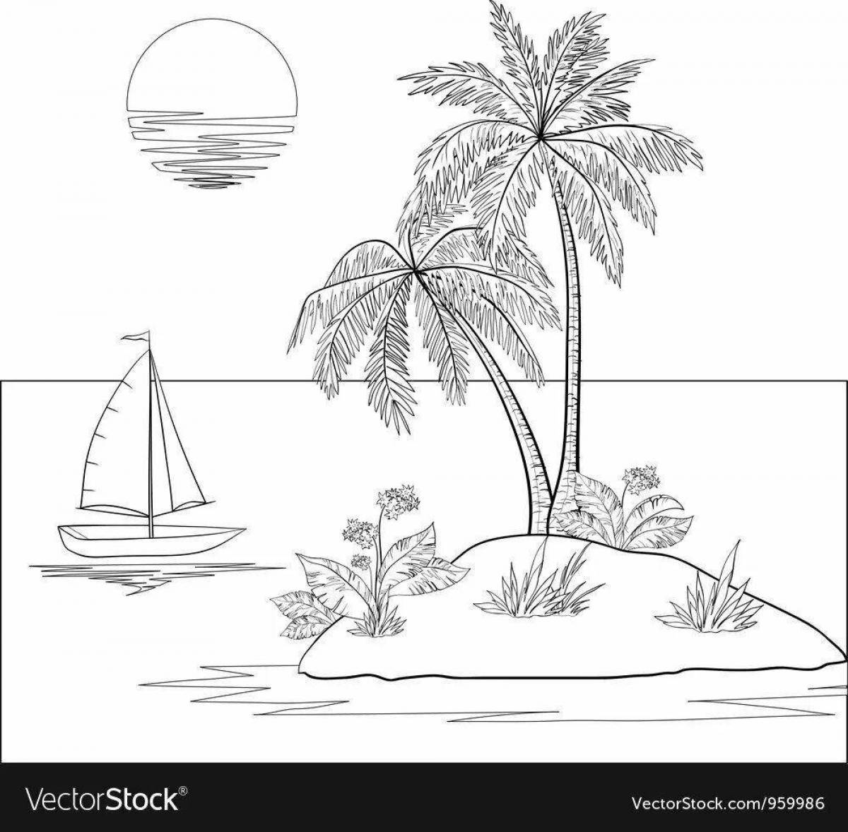 Живописный закат на море раскраска