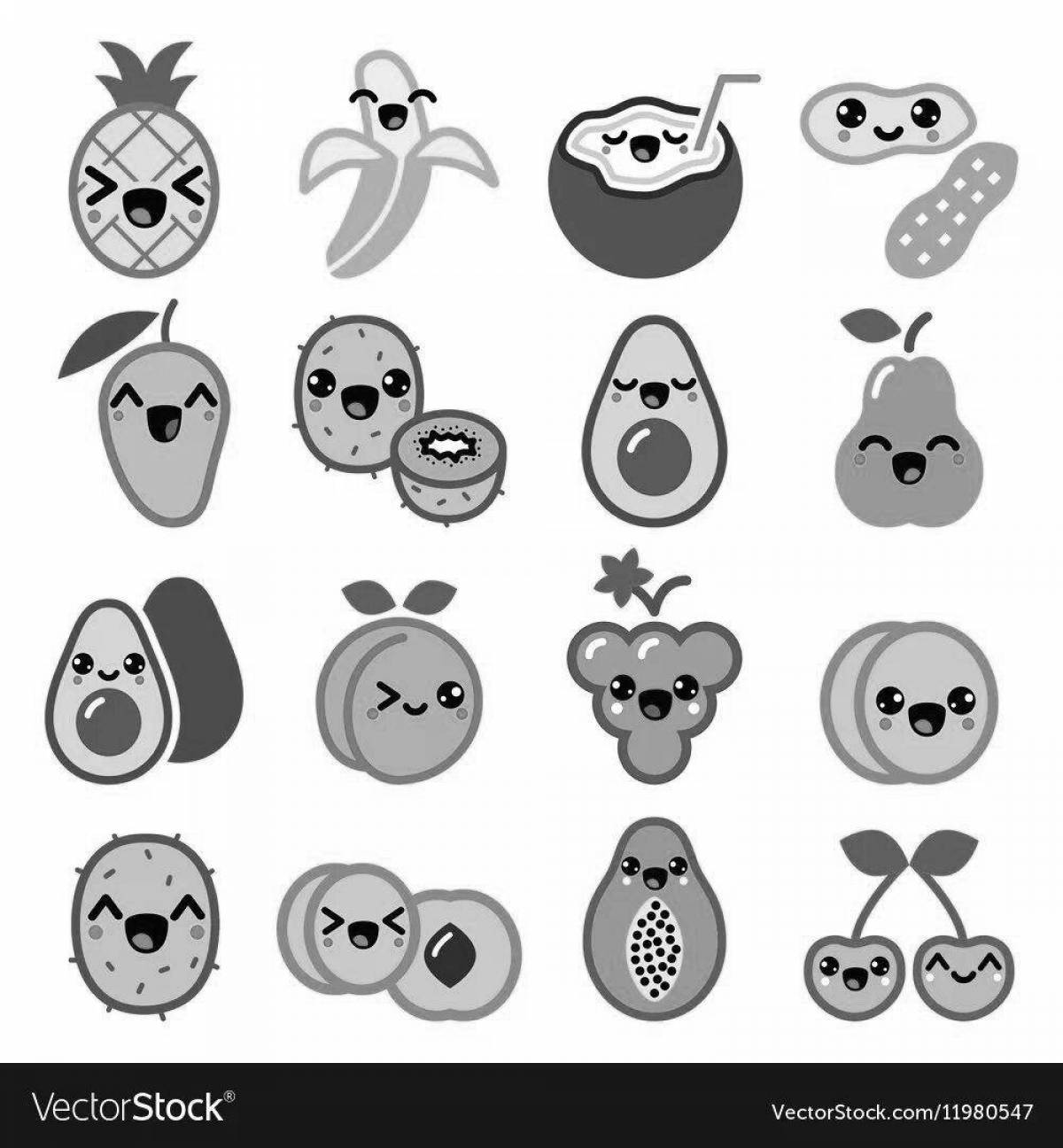 Colorful avocado sticker coloring page