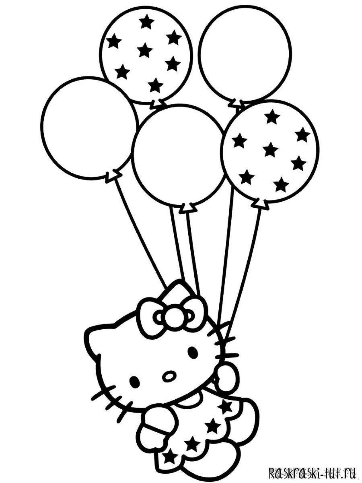 Довольный кот с воздушными шарами