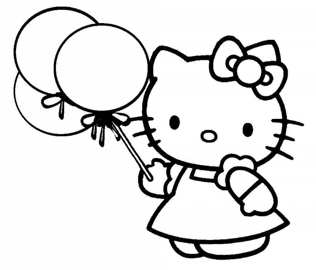Обрадованный кот с воздушными шарами