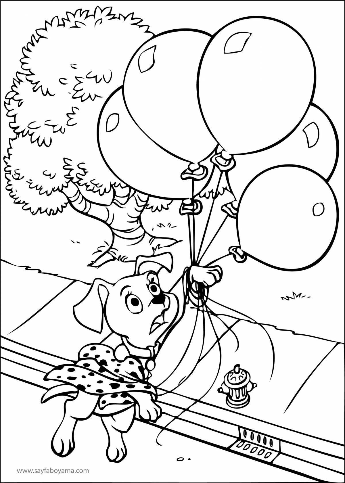 Взволнованный кот с воздушными шарами