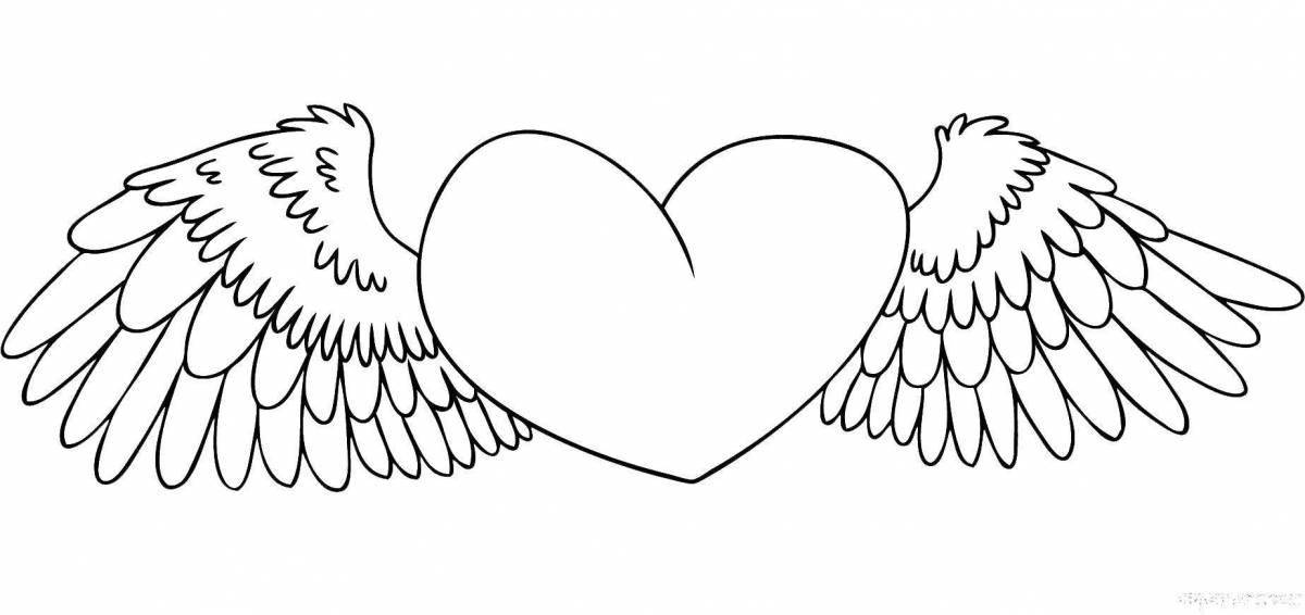 Amazing heart with wings coloring book