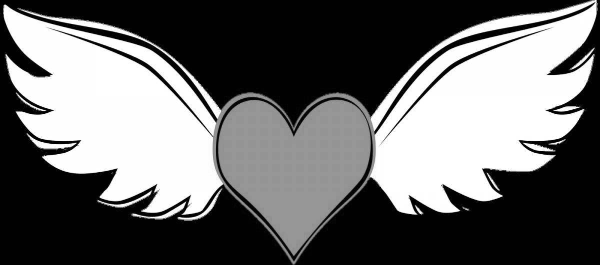 Sublime coloring heart with wings