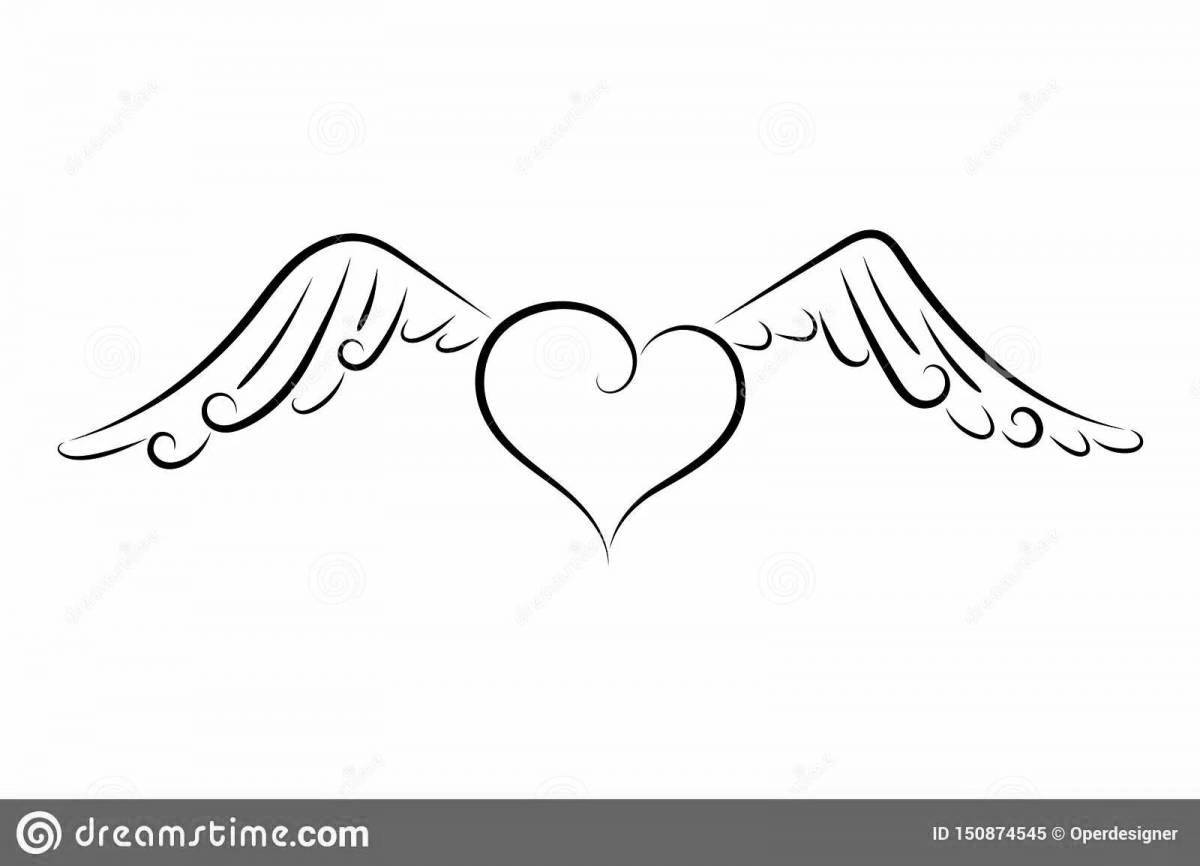 Generous coloring heart with wings