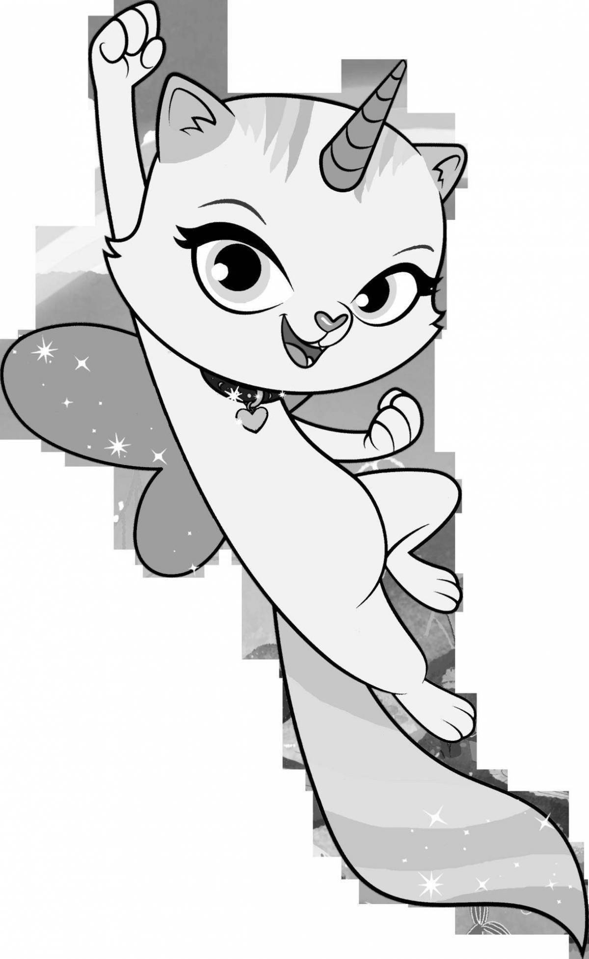 Felicity rainbow cat coloring page