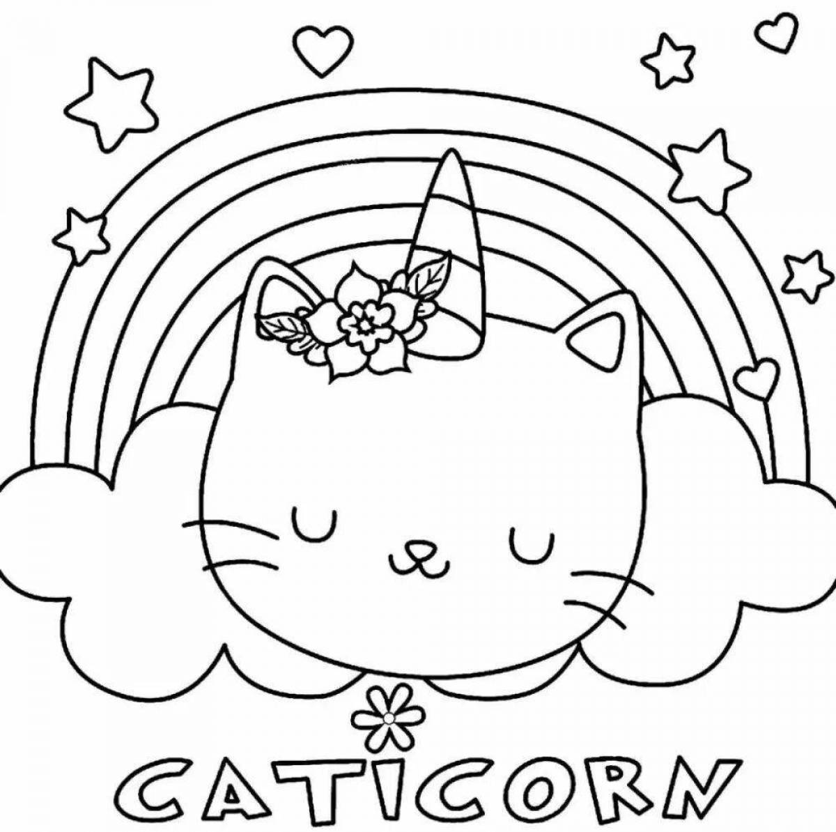 Cute rainbow cat felicity coloring book