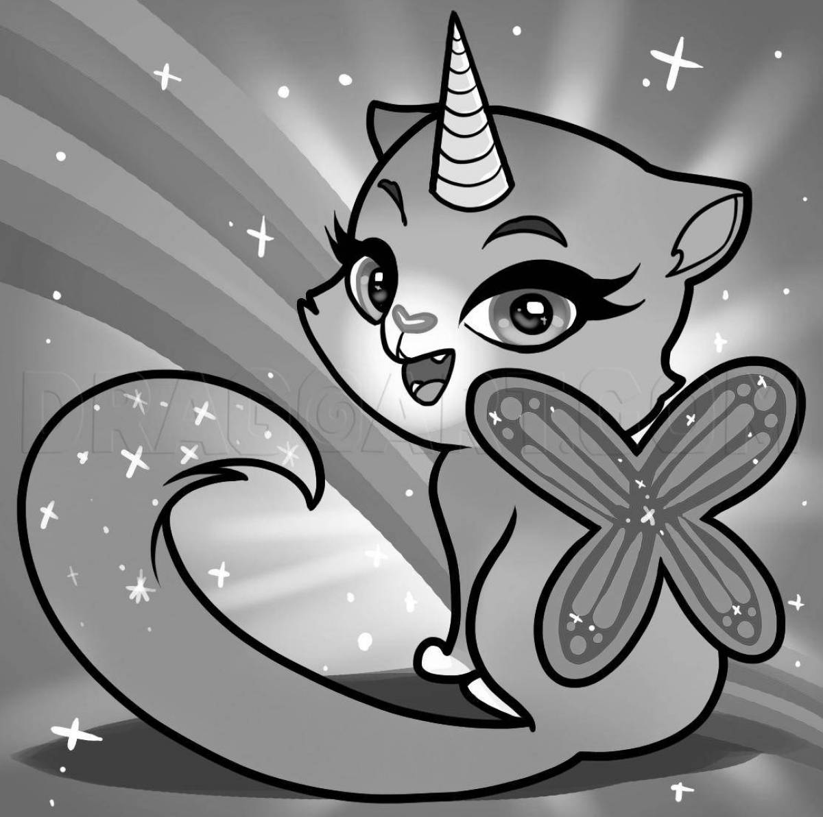 Felicity the magic rainbow cat coloring page
