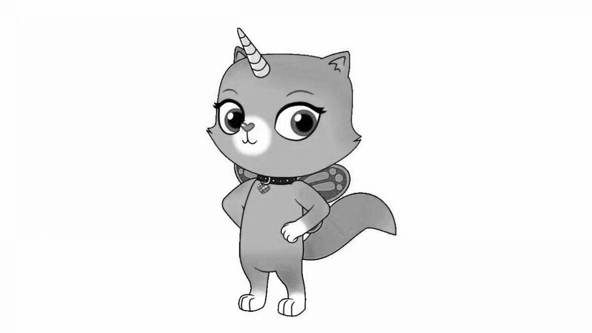 Felicity rainbow cat coloring page animated