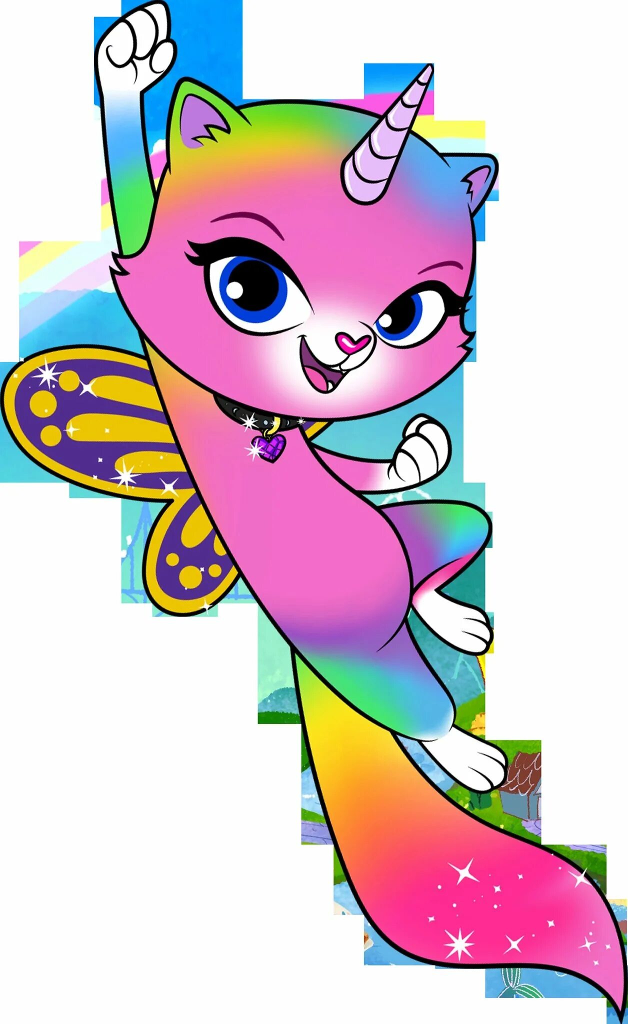 Изысканная раскраска радужной кошки фелисити