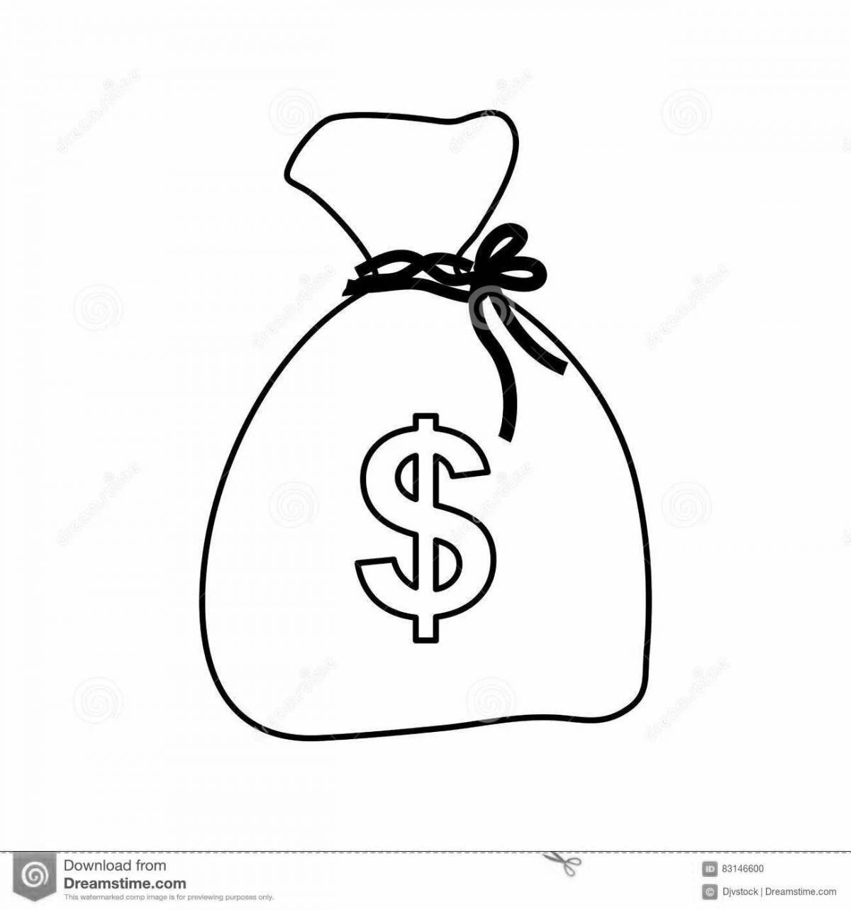 Playful money bag coloring page