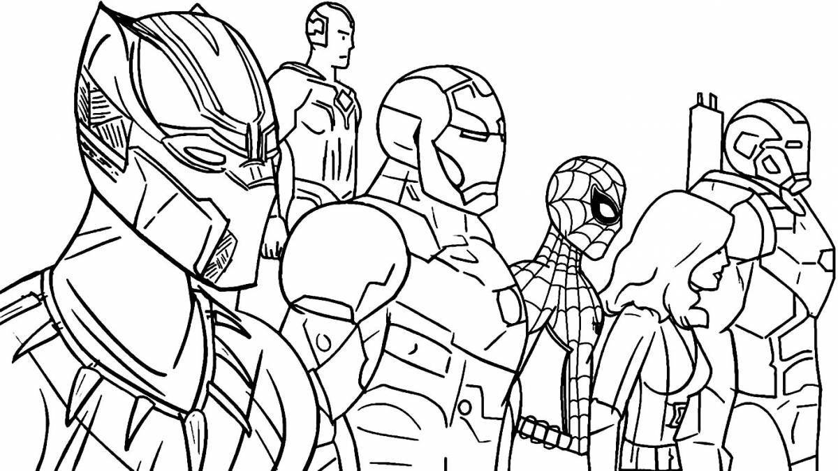 Spiderman team dynamic coloring page