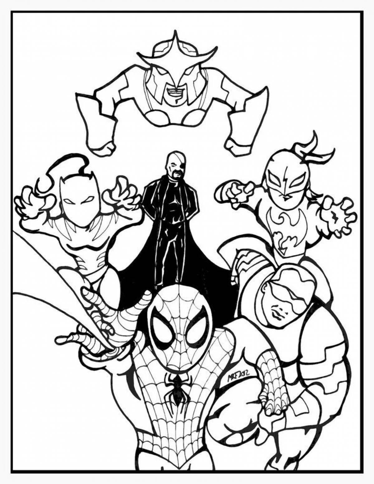 Spider-Man friendly team coloring page