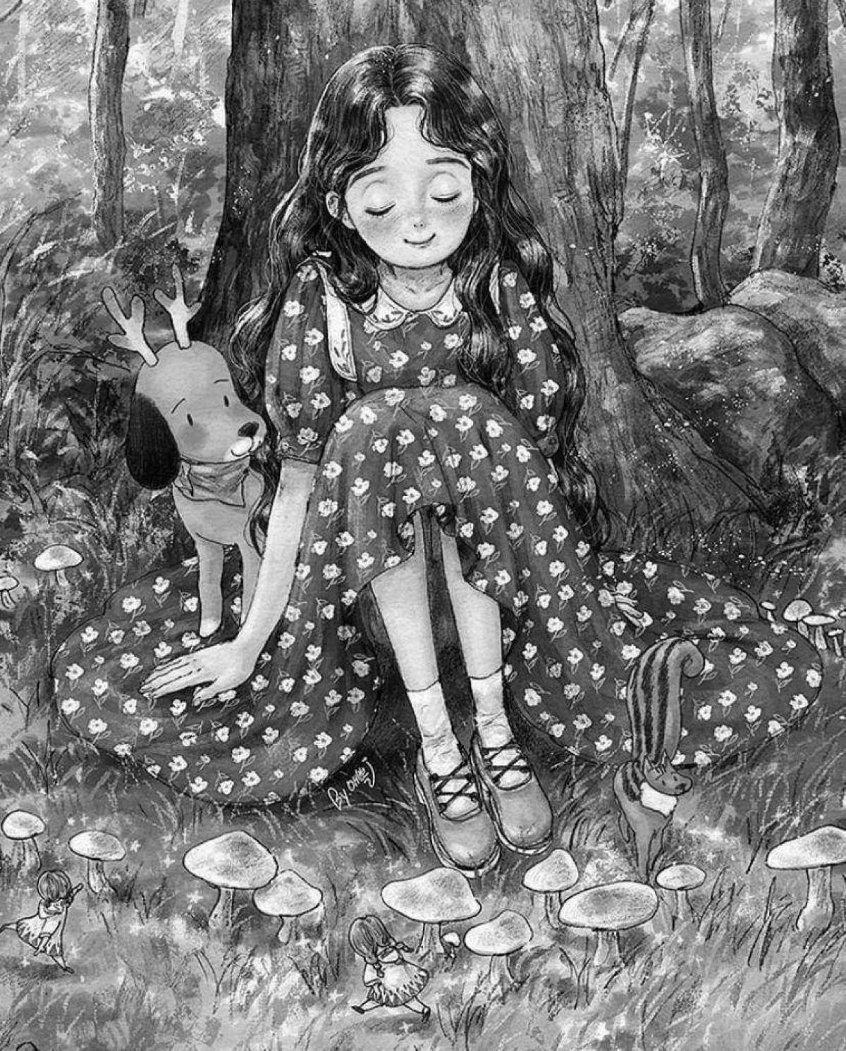 Eppola forest girl coloring page