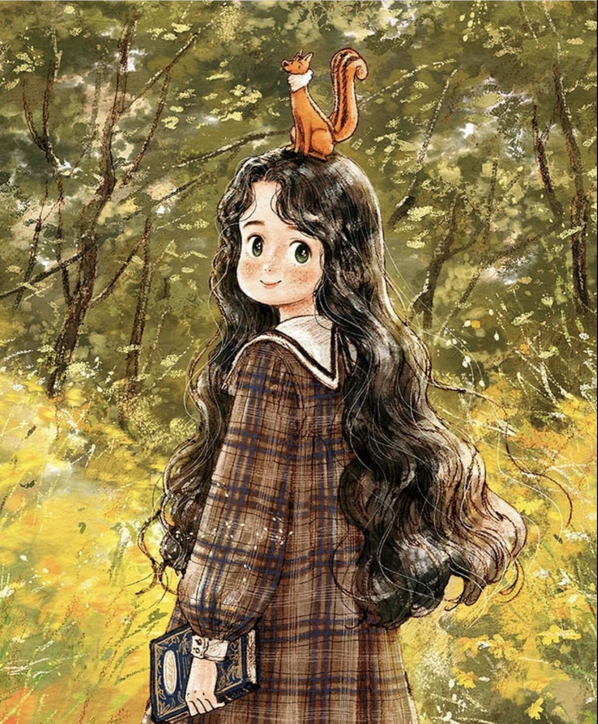 Coloring book sparkling forest girl aeppol