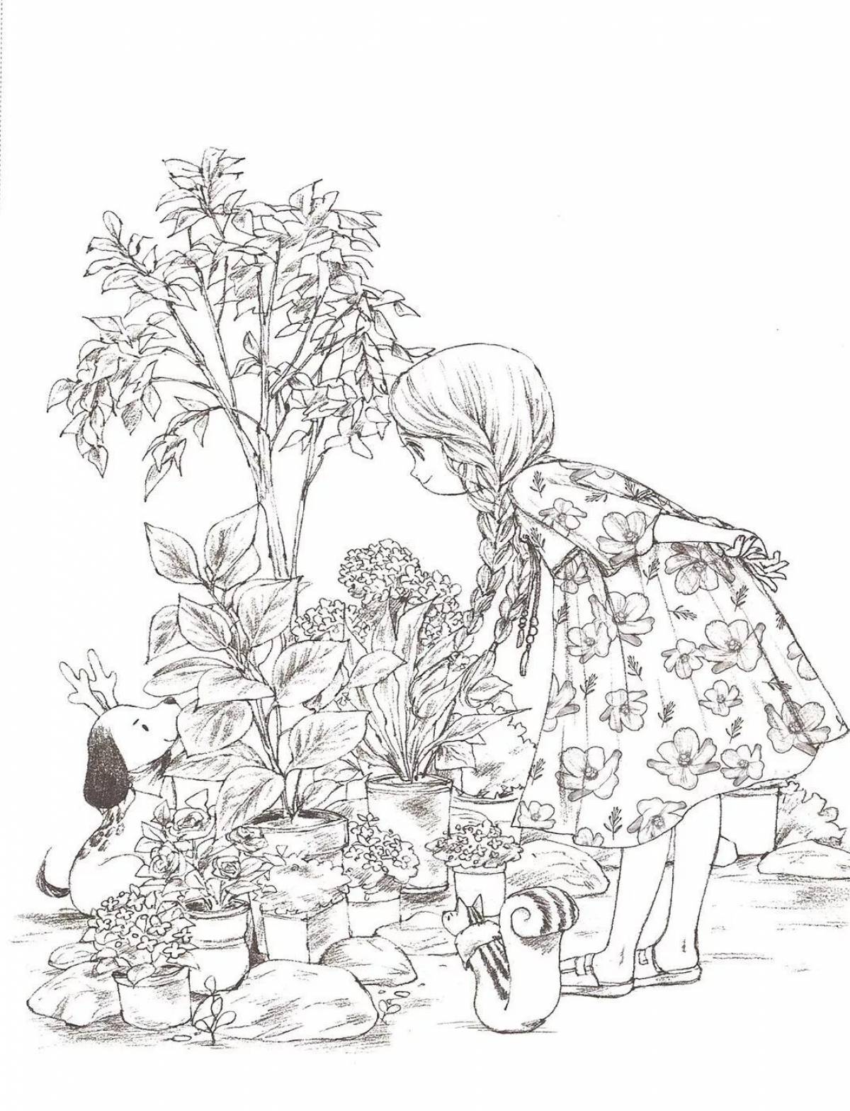 Coloring page magic forest girl eppol
