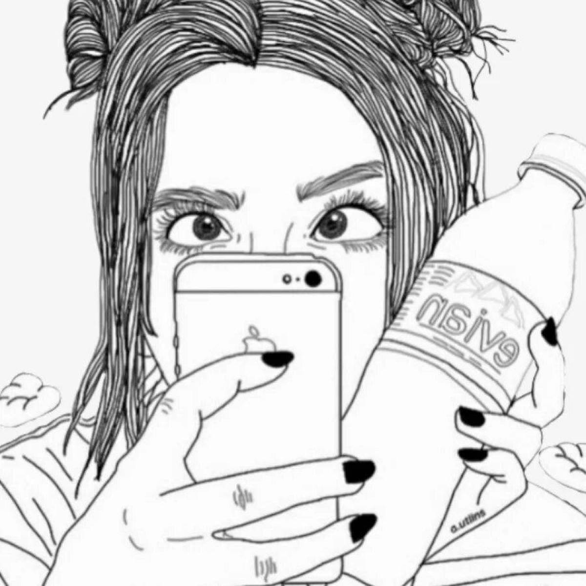 Coloring pages for girls with iPhones