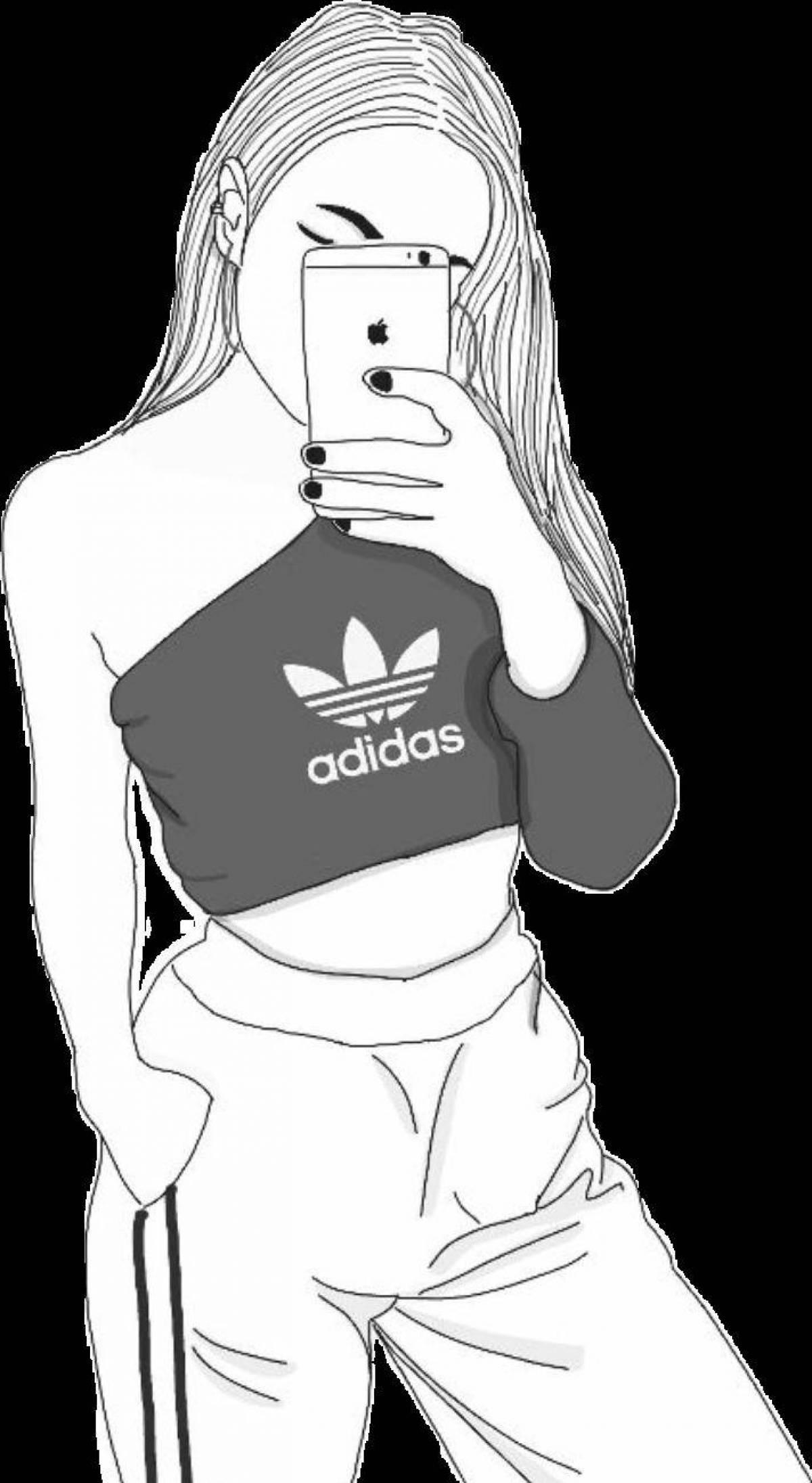 Сияющая раскраска девушки с айфонами